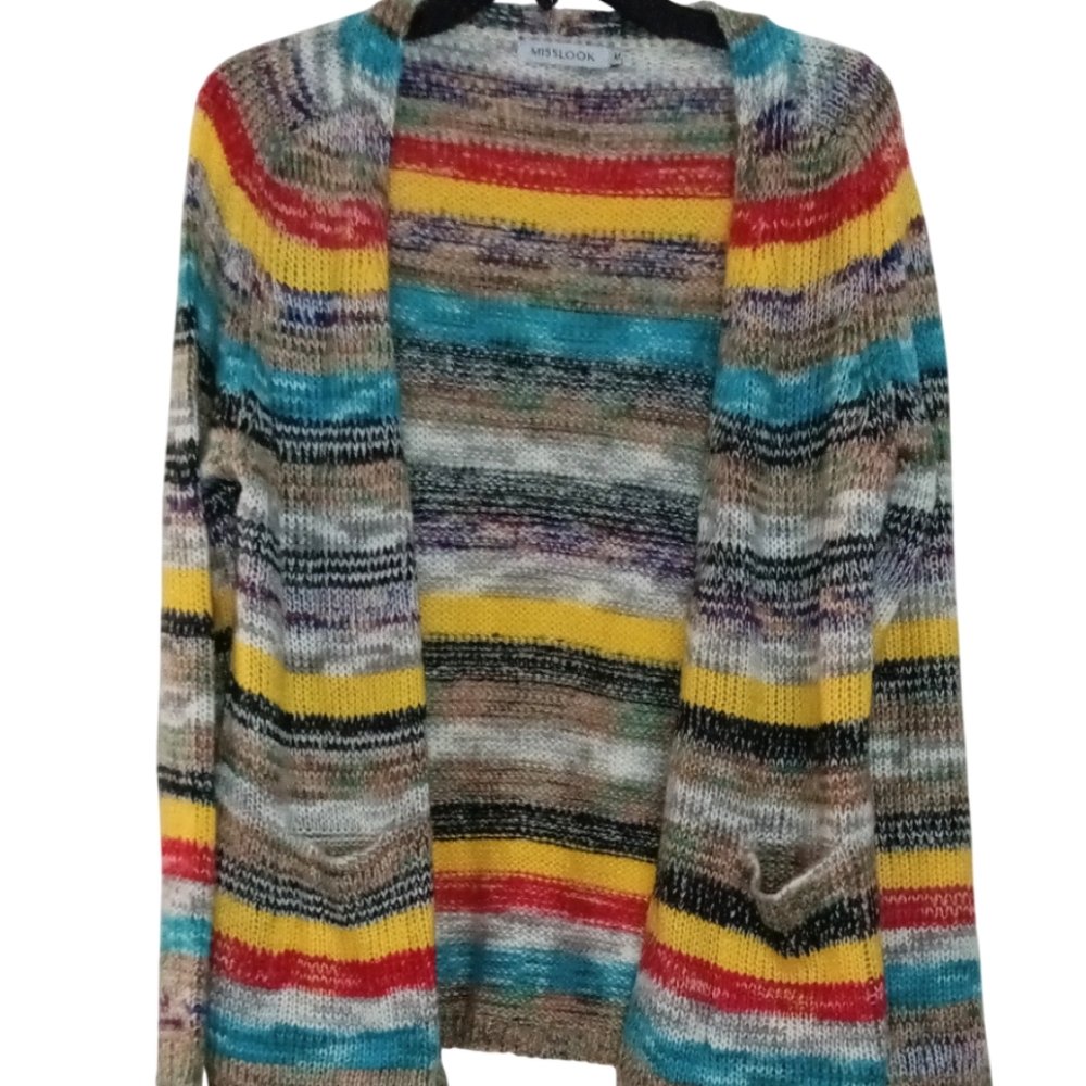 MISSLOOK Multicolor Striped Cardigan